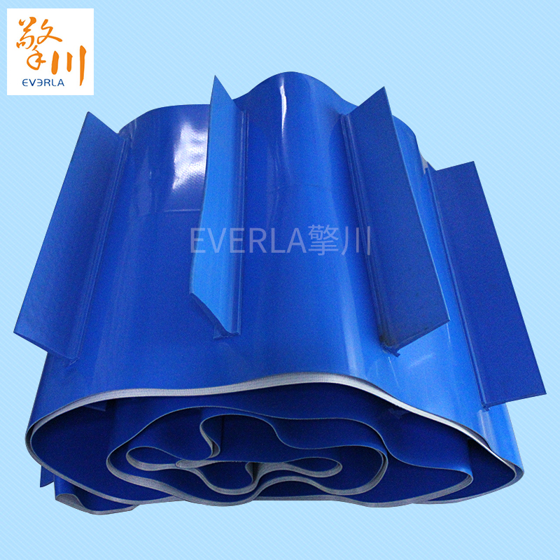 PVC藍色<a href='http://www.zhangtiankun.cn/shusongdai/' target='_blank'><u>輸送帶</u></a>加擋板