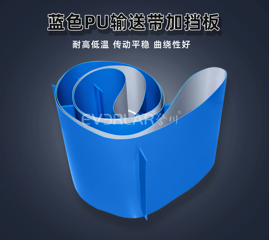藍(lán)色PU<a href='http://www.zhangtiankun.cn/shusongdai/' target='_blank'><u>輸送帶</u></a>加擋板詳情01