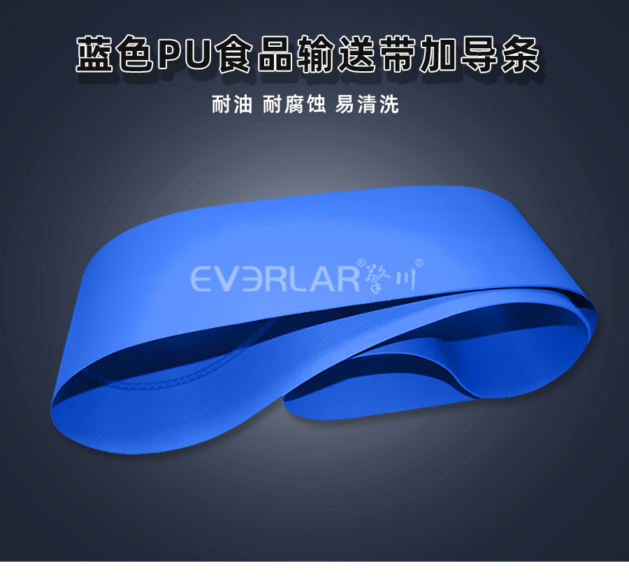 藍色PU食品<a href='http://www.zhangtiankun.cn/shusongdai/' target='_blank'><u>輸送帶</u></a>加導(dǎo)條詳情01
