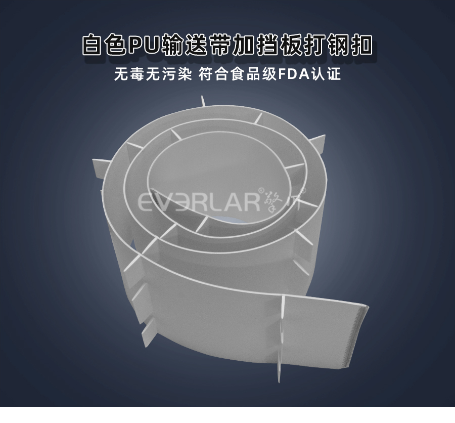 白色PU<a href='http://www.zhangtiankun.cn/shusongdai/' target='_blank'><u>輸送帶</u></a>加擋板打鋼扣詳情01